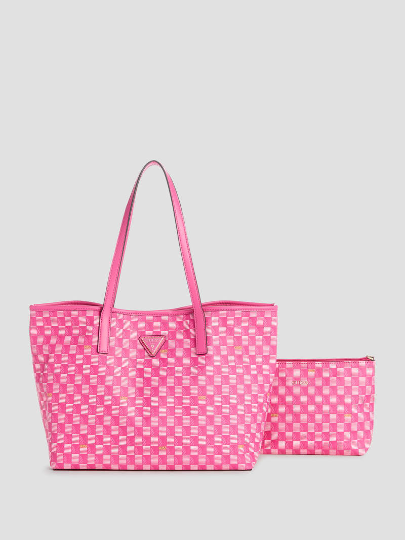 Guess Vikky Tote Set - Fuchsia Logo