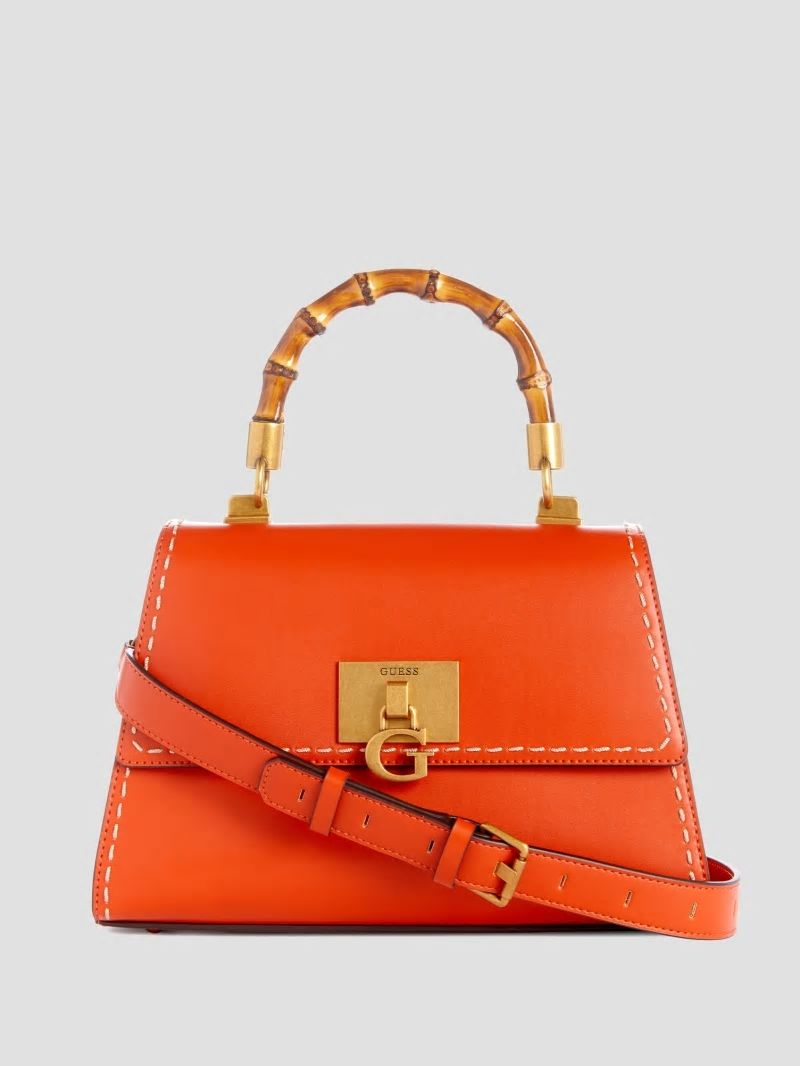 Guess Stephi Bamboo Handle Mini Satchel - Orange