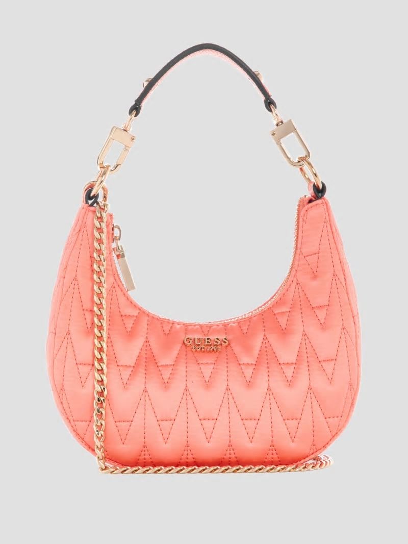 Guess Golden Rock Mini Crescent Hobo Bag - Coral