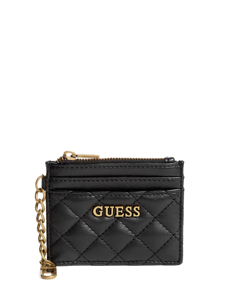 Guess Quilted Card Holder - Black Snakeskin