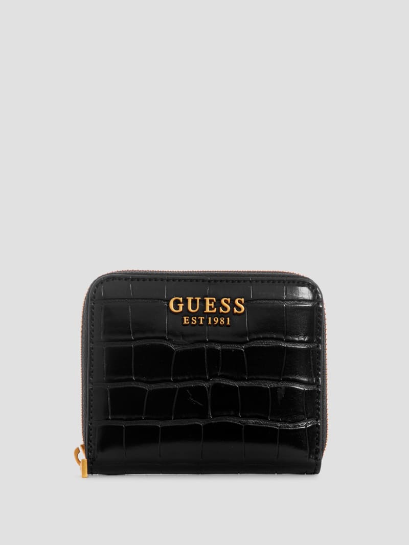 Guess Laurel Small Zip-Around Wallet - Black Floral Print