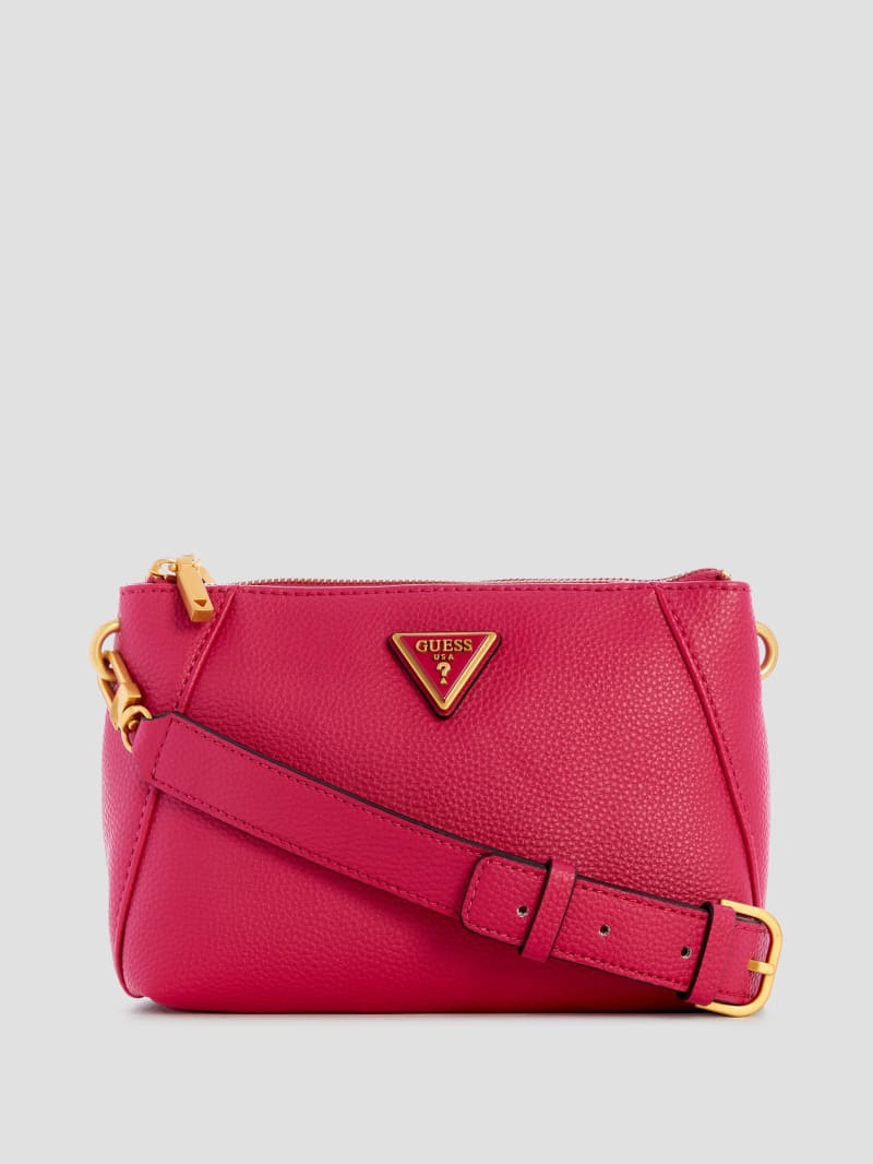 Guess Laryn Pebbled Dual-Zip Crossbody - Fuchsia