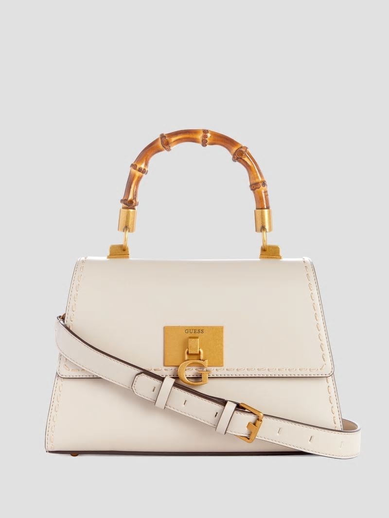 Guess Stephi Bamboo Handle Mini Satchel - White