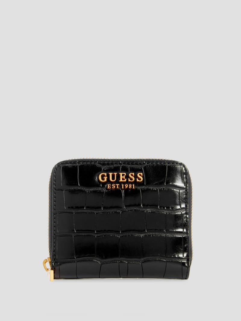 Guess James Croc Small Zip-Around Wallet - Black