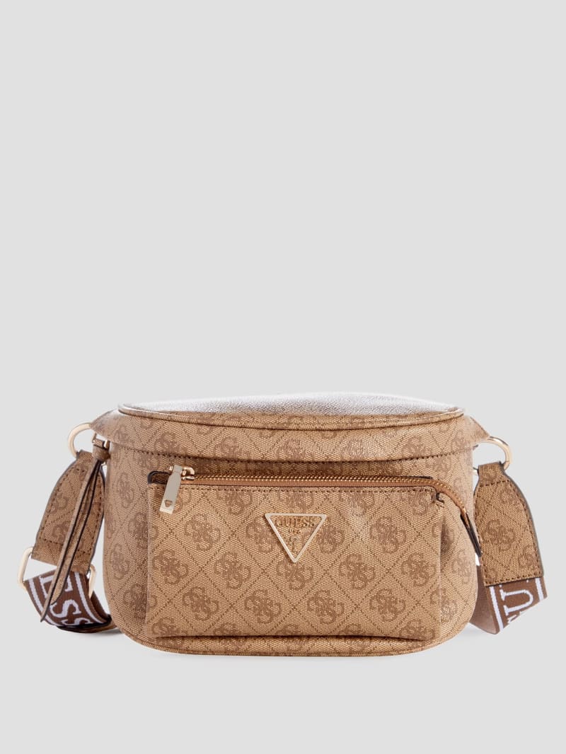 Guess Power Play Quattro G Mini Sling Bag - Latte Logo