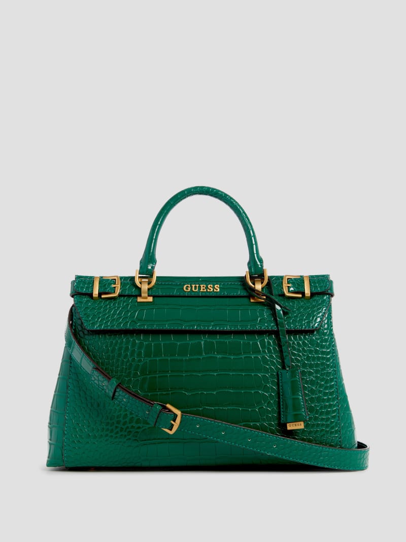 Guess Sestri Crocodile-Embossed Satchel - Green