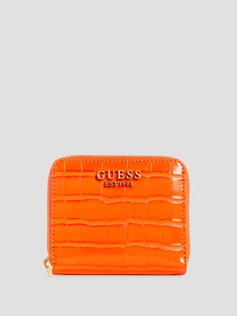 Guess James Croc Small Zip-Around Wallet - Orange