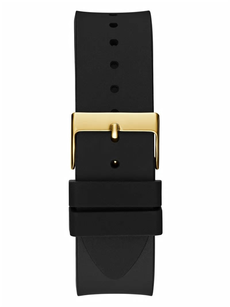 Guess Gold-Tone and Black Printed G-Cube Analog Watch - Black