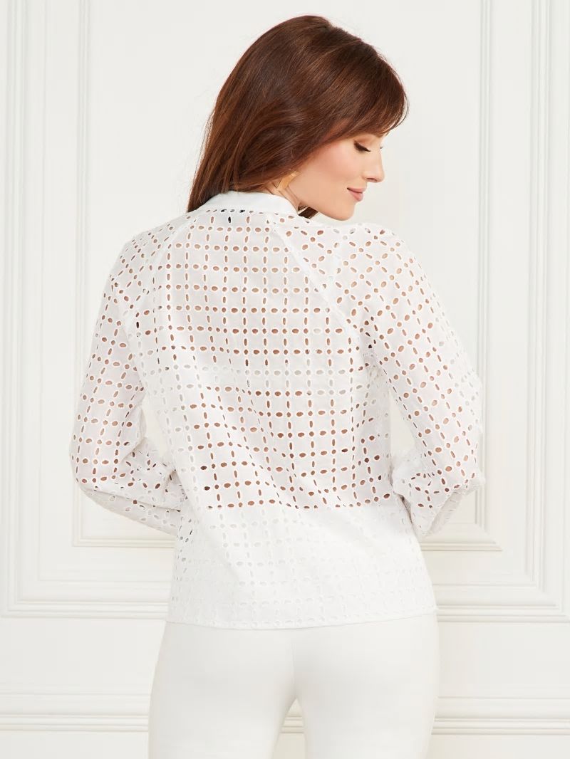 Guess Eco Luella Eyelet Blouse - Blanc Pur