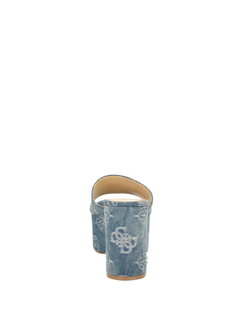 Guess Yapplea Denim Peony G Platform Mules - Blue