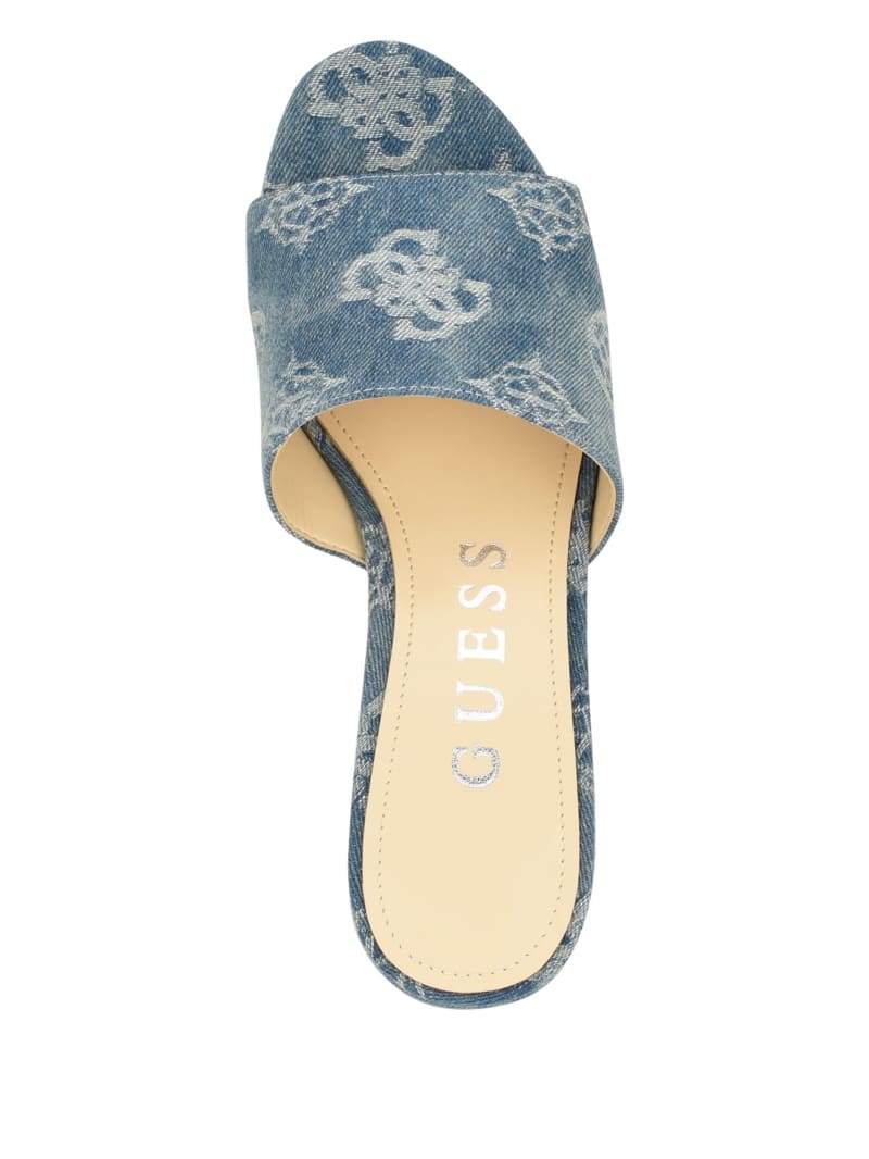 Guess Yapplea Denim Peony G Platform Mules - Blue