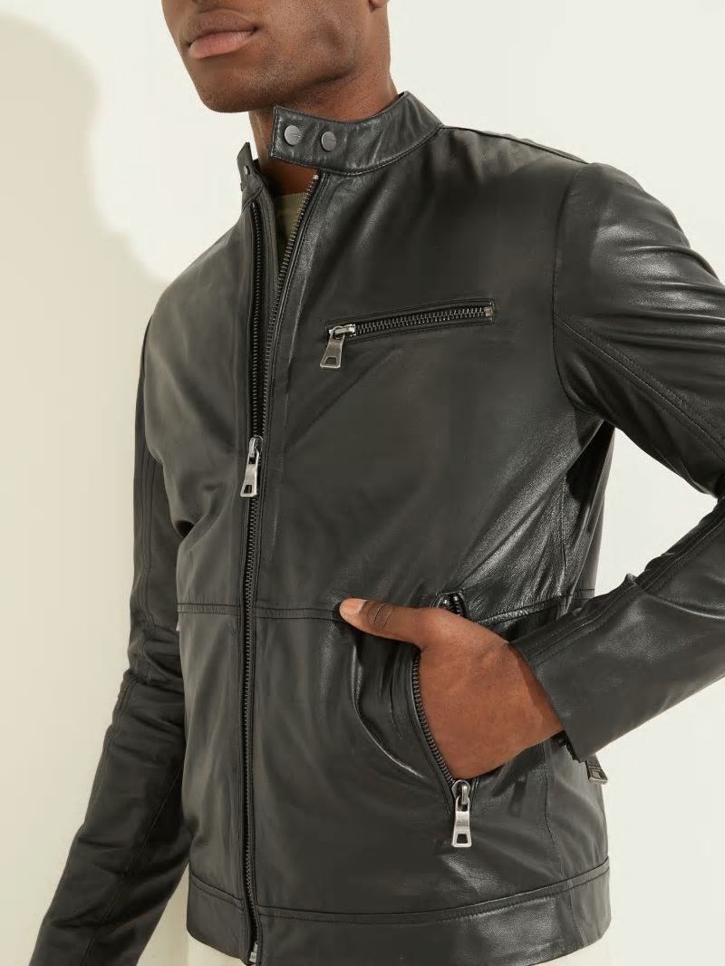 Guess Leather Biker Jacket - Black