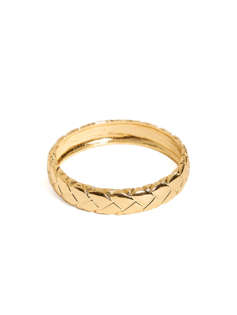 Guess Gold-Tone Woven Texture Bangle - Silver/Gold