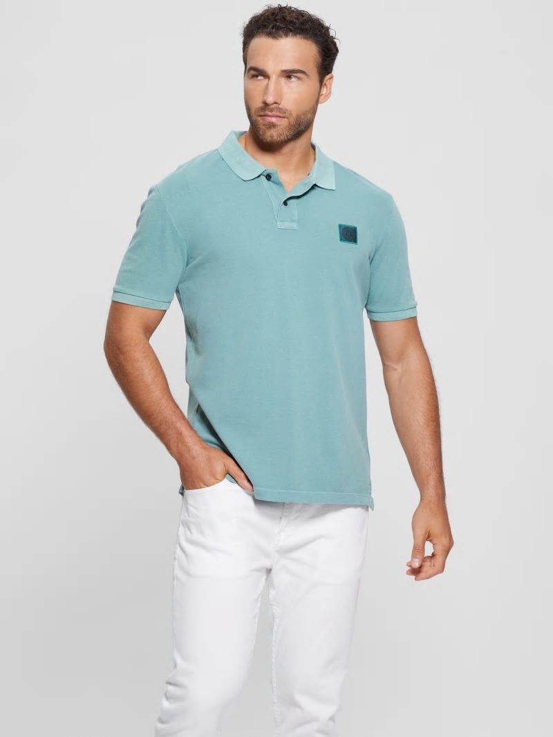 Guess Eco Washed Polo - Dark Jade