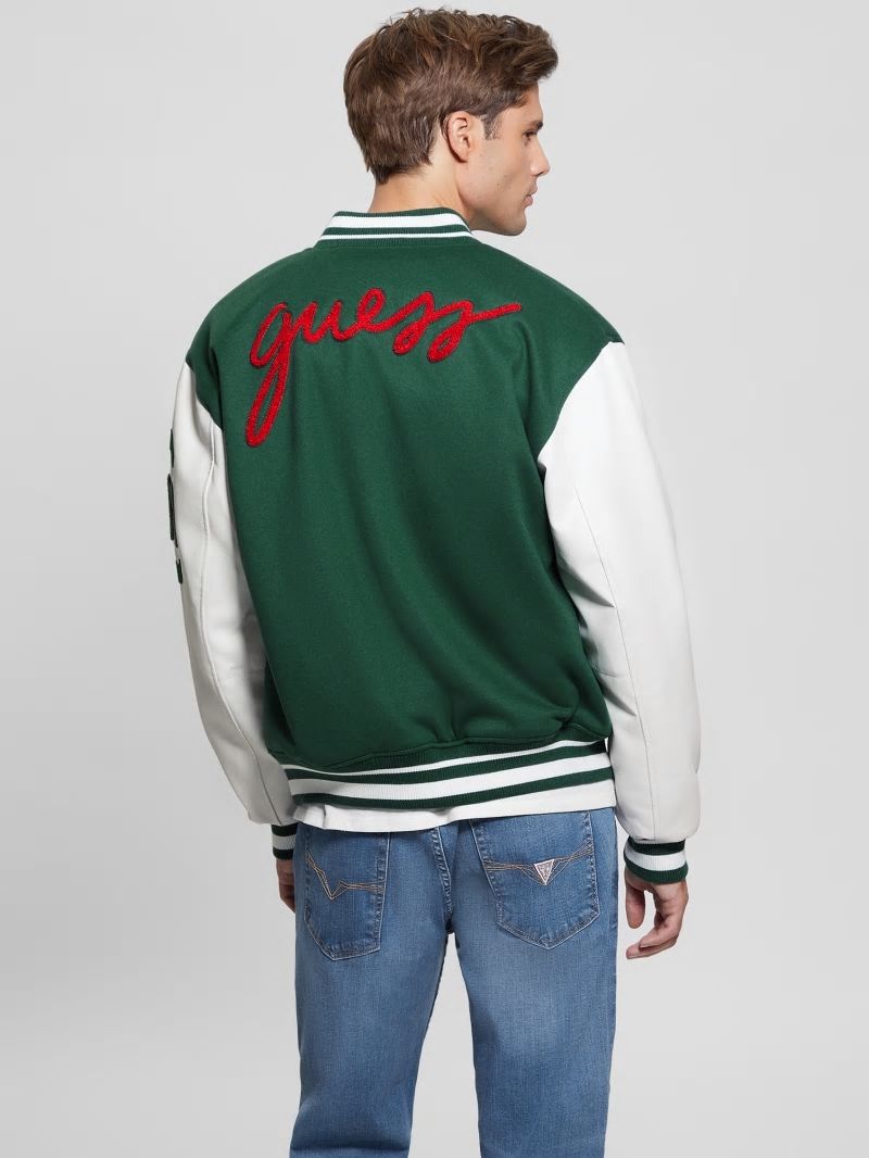 Guess Bear Varsity Jacket - Dark Jade