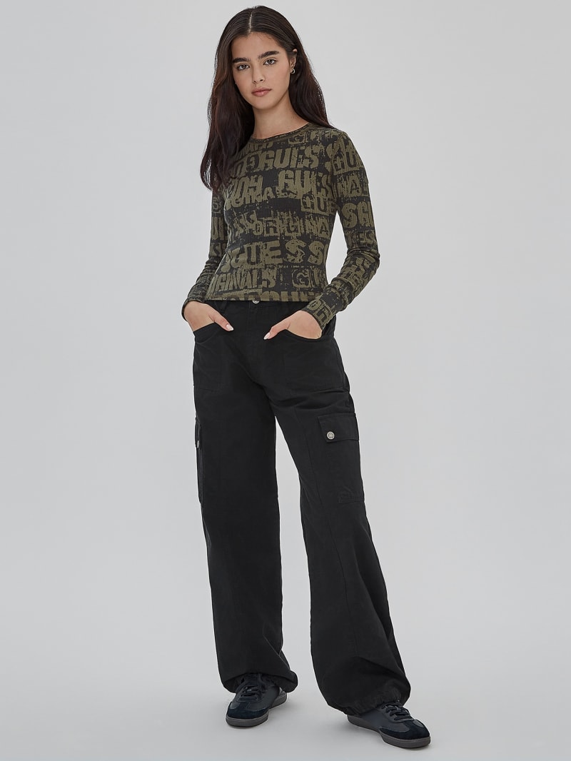 Guess GUESS Originals Waffle-Knit Top - Jet Black Multi