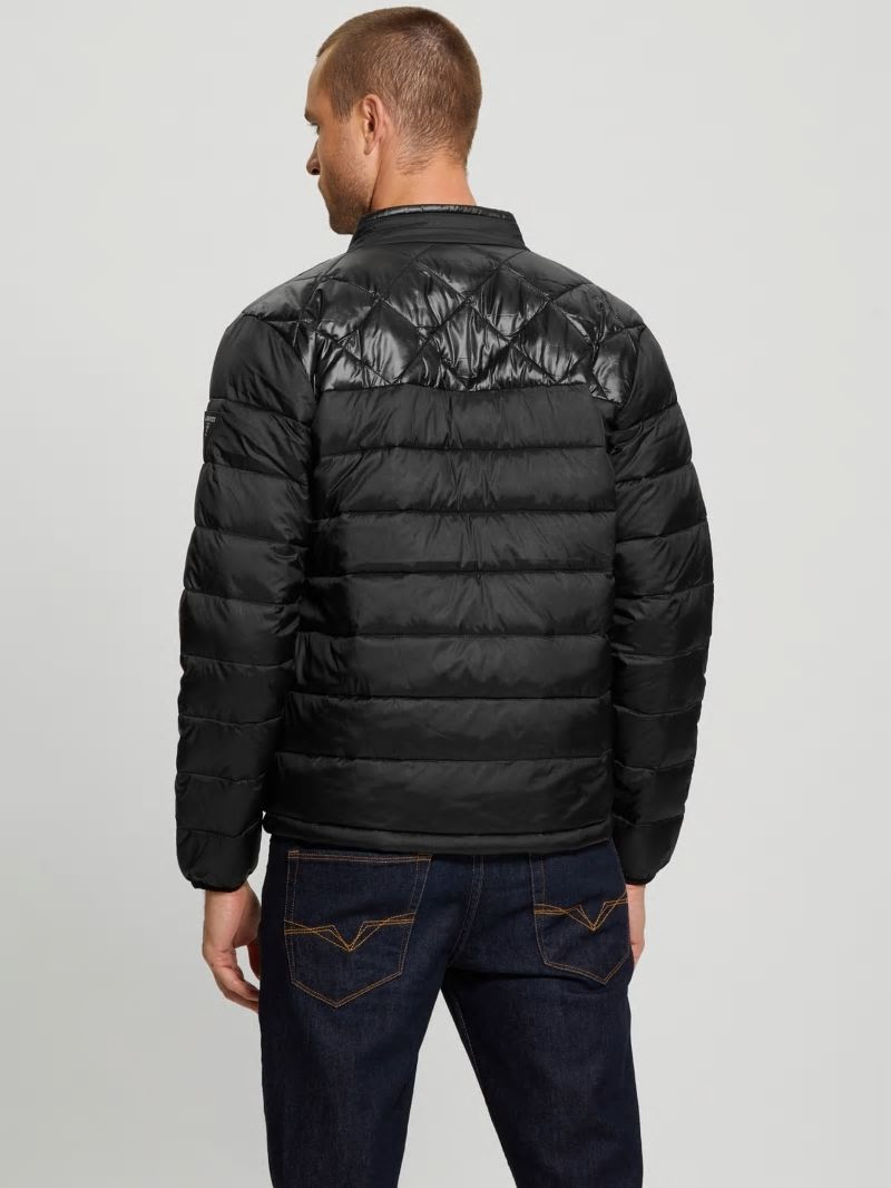 Guess Eco Lightweight Puffer Jacket - Jet Black Multi