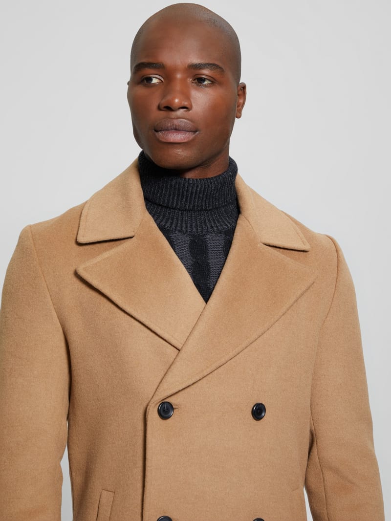 Guess Bel Air Melton Wool-Blend Peacoat - Desert Storm