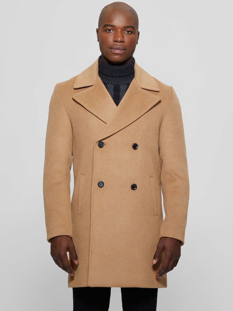 Guess Bel Air Melton Wool-Blend Peacoat - Desert Storm