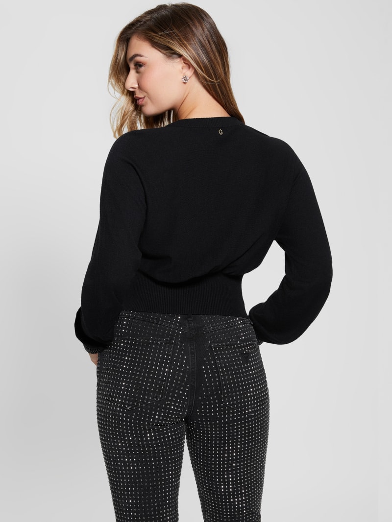 Guess Eco Posa Bling Cuff Sweater - Jet Black/Black