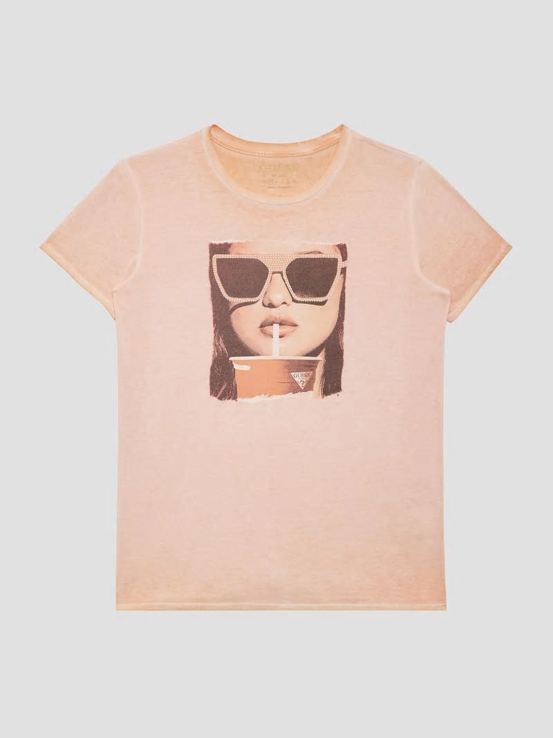 Guess Red Cup Graphic Easy Tee - Sun Stone Multi