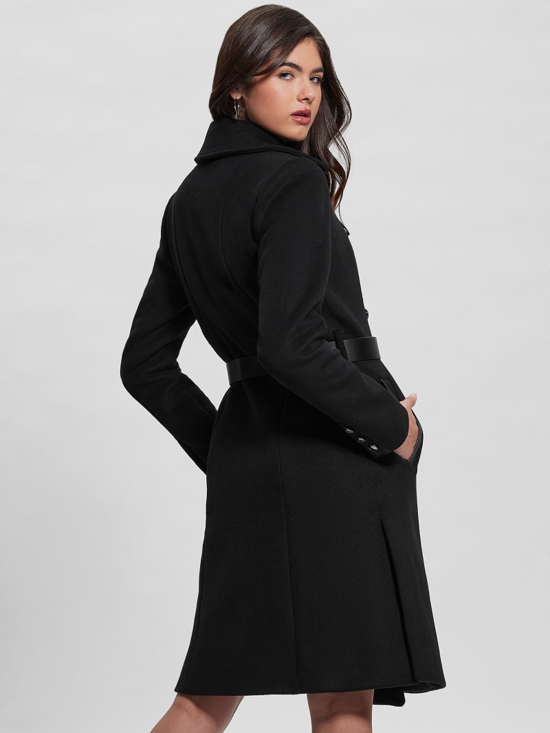 Guess Patrice Wool-Blend Belted Coat - Black