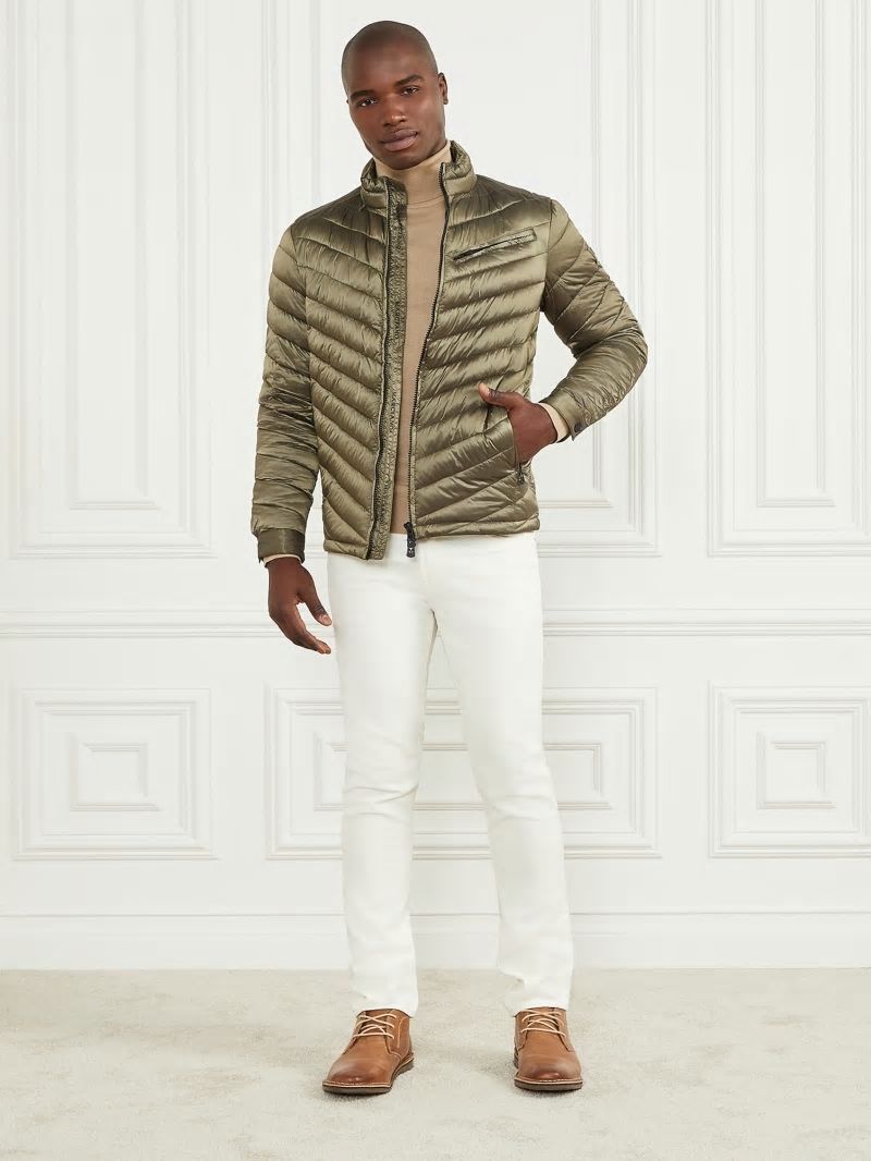 Guess Padded Chevron Jacket - Desert Green