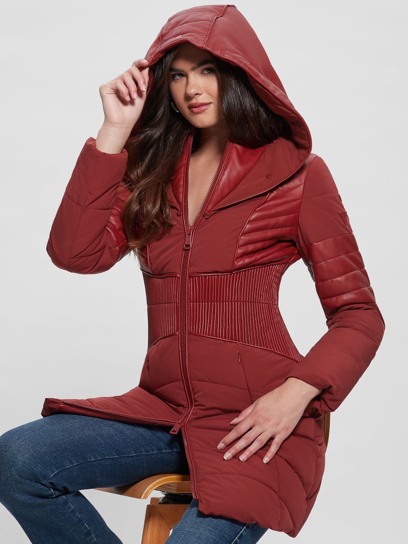 Guess Eco Oxana Quilted Jacket - Beet Juice Red