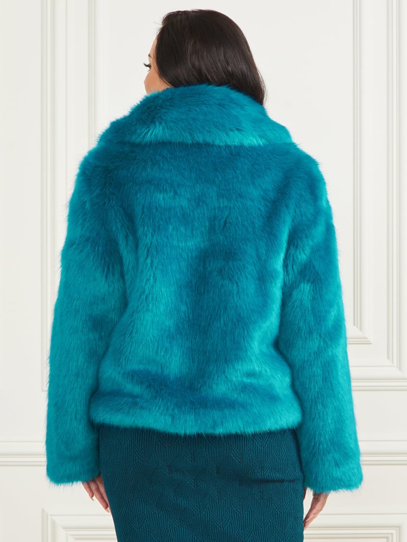 Guess Gwenda Faux-Fur Jacket - Bermuda Blue With Darker