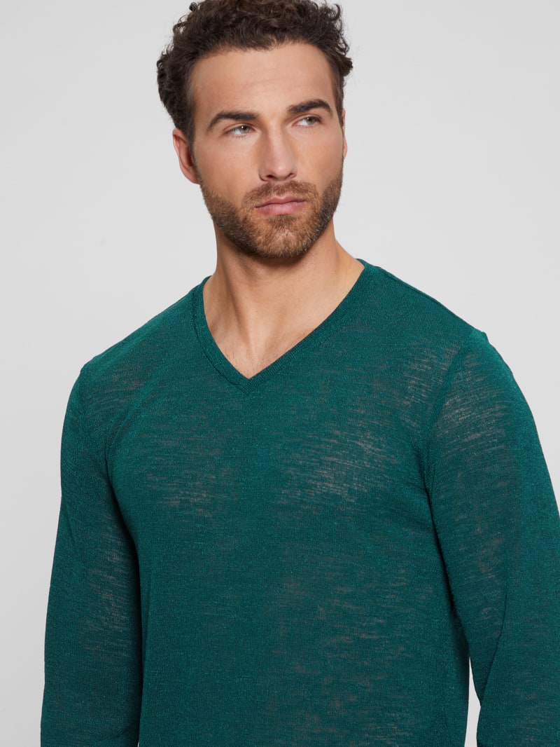 Guess Long-Sleeve Gauze Tee - Dark Jade