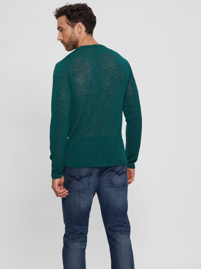 Guess Long-Sleeve Gauze Tee - Dark Jade