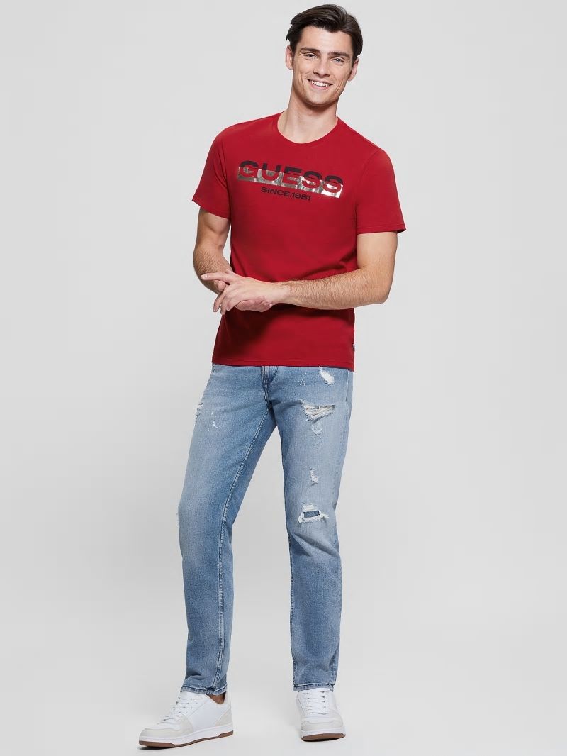 Guess Eco Metallic-Accented Tee - Chili Red