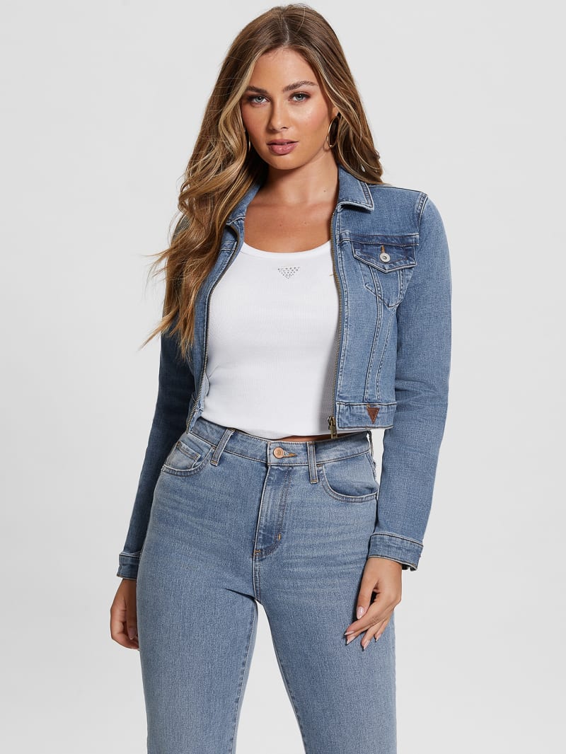 Guess Sexy Crop Denim Jacket - Boca Blue