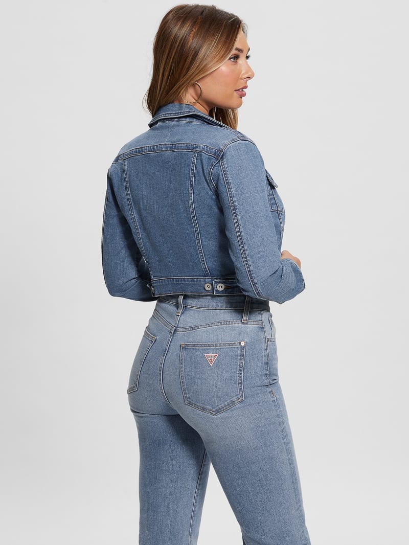 Guess Sexy Crop Denim Jacket - Boca Blue