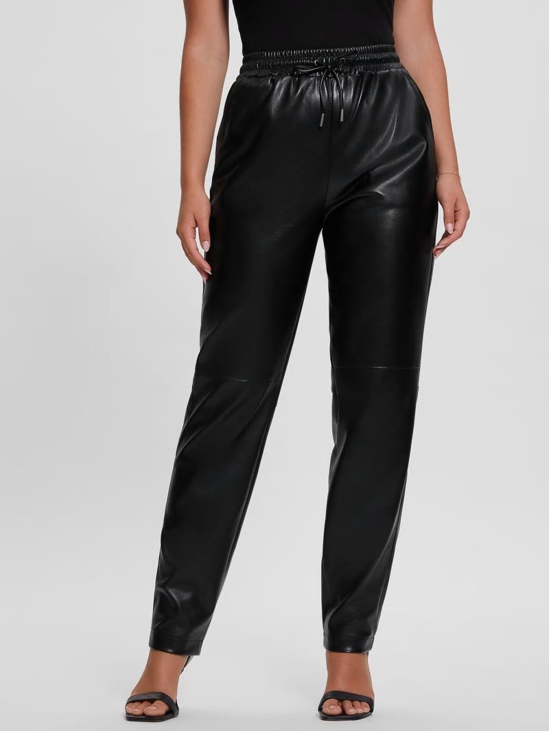 Guess Viola Faux-Leather Joggers - Black