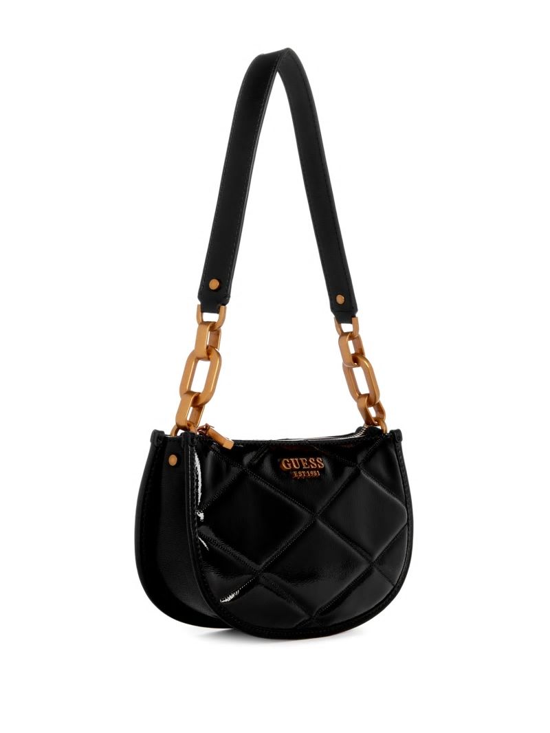 Guess Cilian Quilted Saddle Shoulder Bag - Black