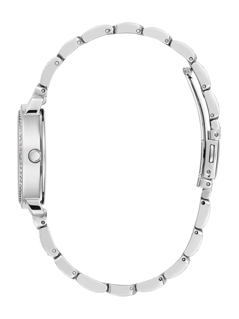 Guess Silver-Tone Crystal Analog Watch - Silver