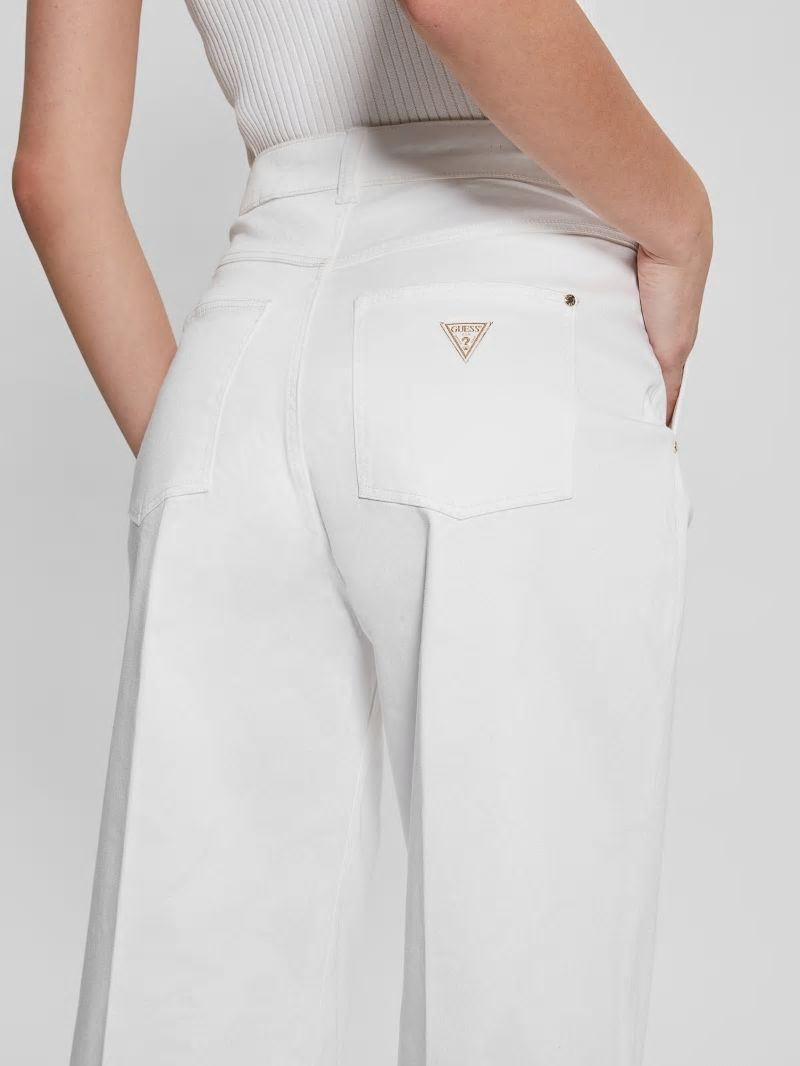 Guess Darma Satin High-Rise Wide-Leg Pants - Pure White