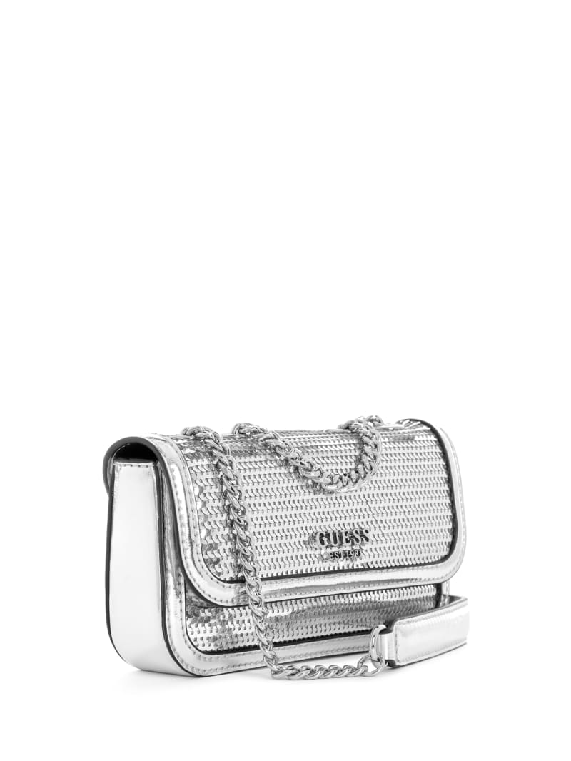 Guess Kaska Metallic Mini Crossbody - Silver