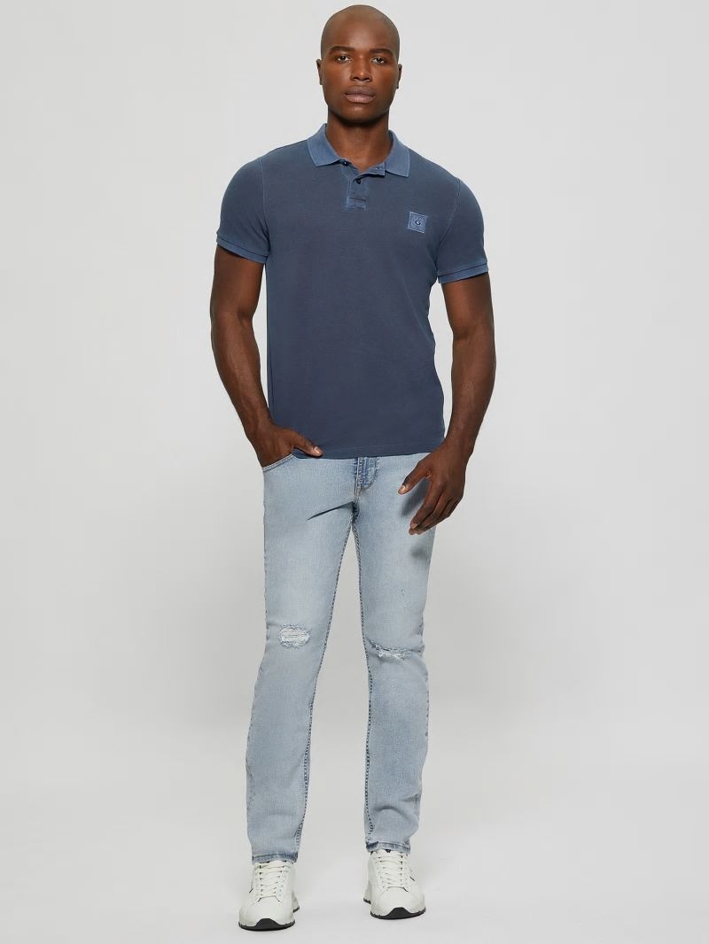 Guess Eco Washed Polo - Bleu éLéGant