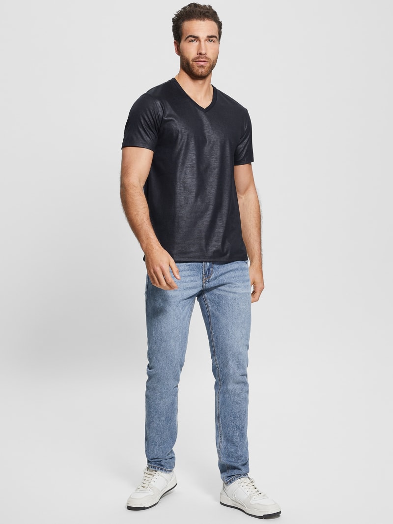 Guess Mason Yoke V-Neck Tee - Bleu éLéGant