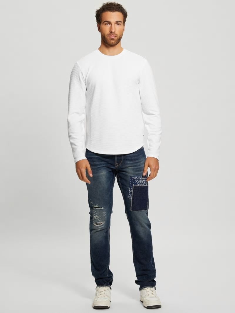 Guess Textured Long-sleeve Tee - Pure White