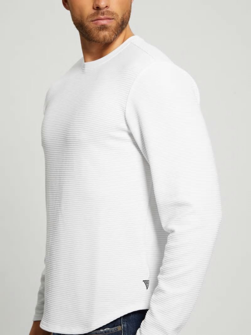 Guess Textured Long-sleeve Tee - Pure White