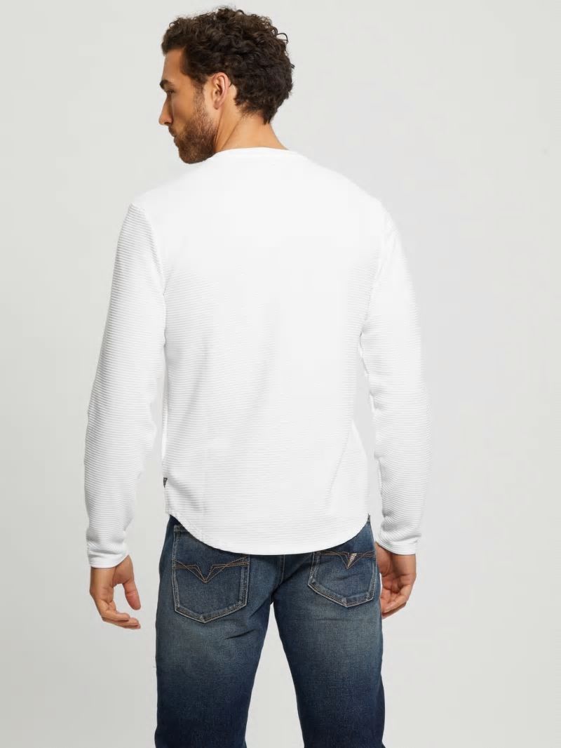 Guess Textured Long-sleeve Tee - Pure White