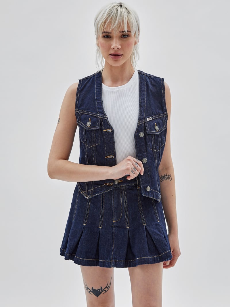 Guess GUESS Originals Denim Vest - Go Vintage Dark Wash