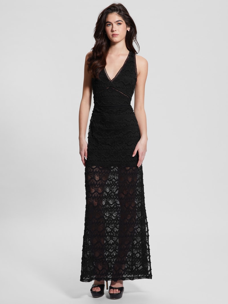 Guess Liza Lace Maxi Dress - Black