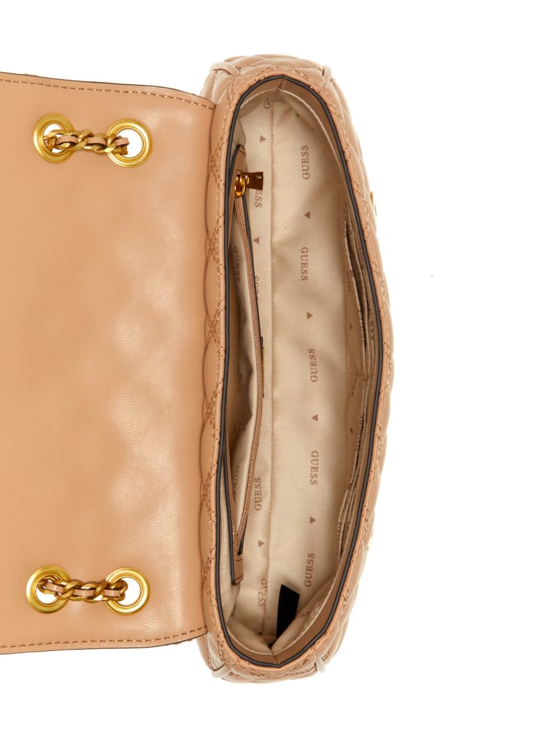 Guess Giully Quilted Convertible Crossbody - Beige Overflow