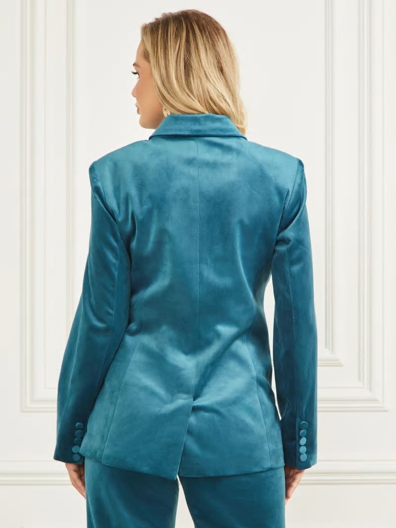 Guess Lilli Velvet Blazer - Blue Opal