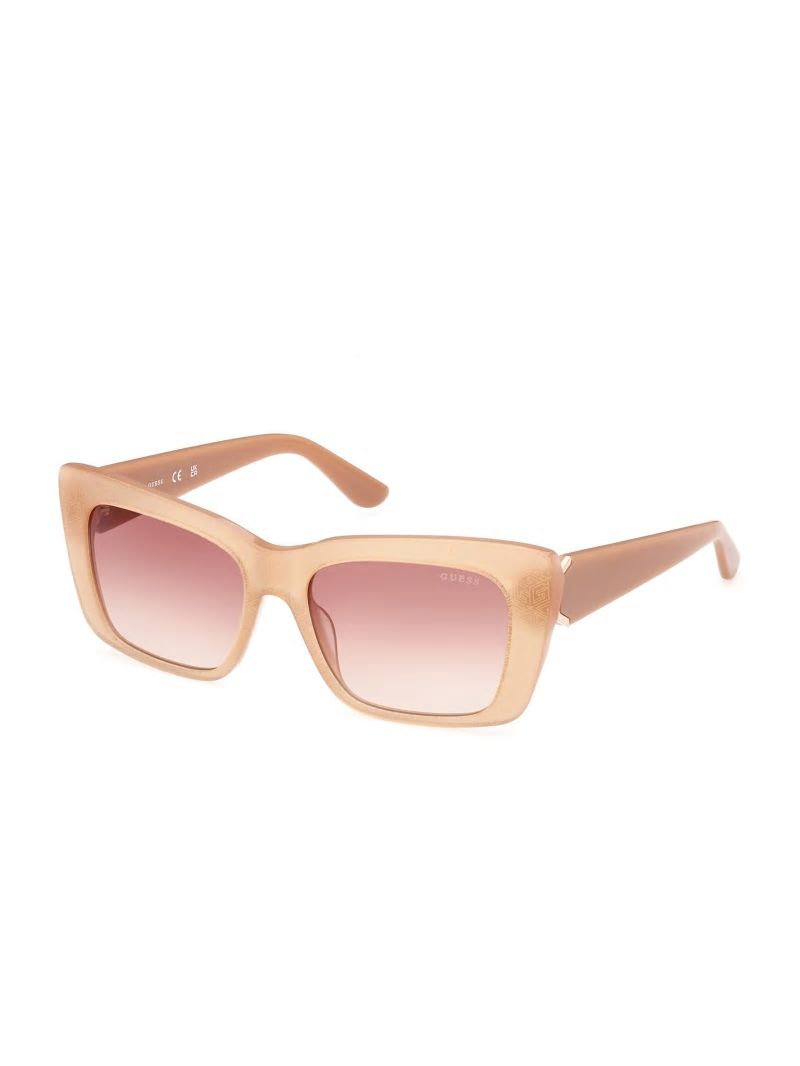 Guess Square Logo Print Plastic Sunglasses - Blush