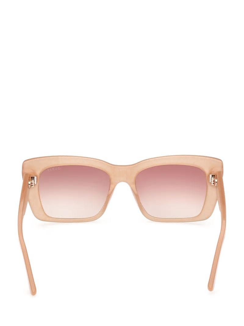 Guess Square Logo Print Plastic Sunglasses - Blush